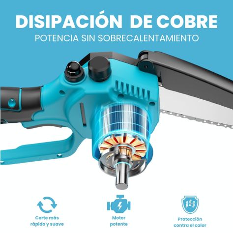 Electrosierra Motosierra inalámbrica 6"+Pantalla+ 2 baterías-4