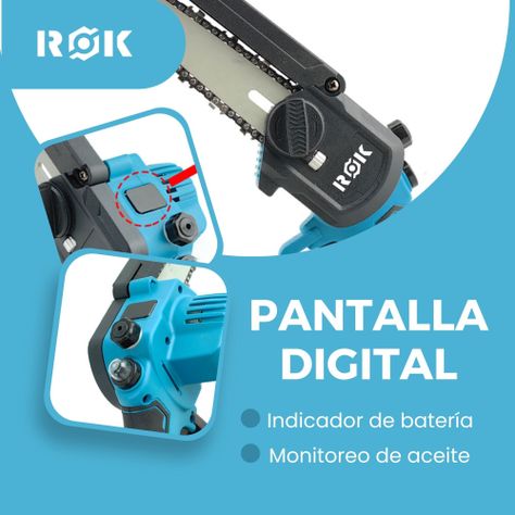 Electrosierra Motosierra inalámbrica 6"+Pantalla+ 2 baterías-6