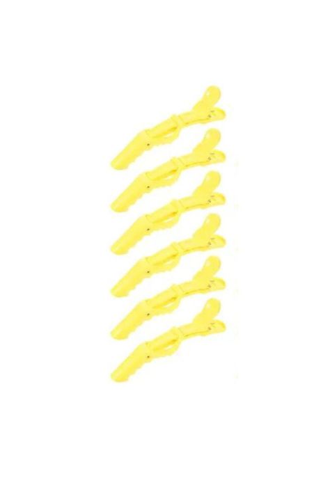 Pinzas De Cabello Tipo Cocodrilo Para Peluquería X5 Amarillo-0