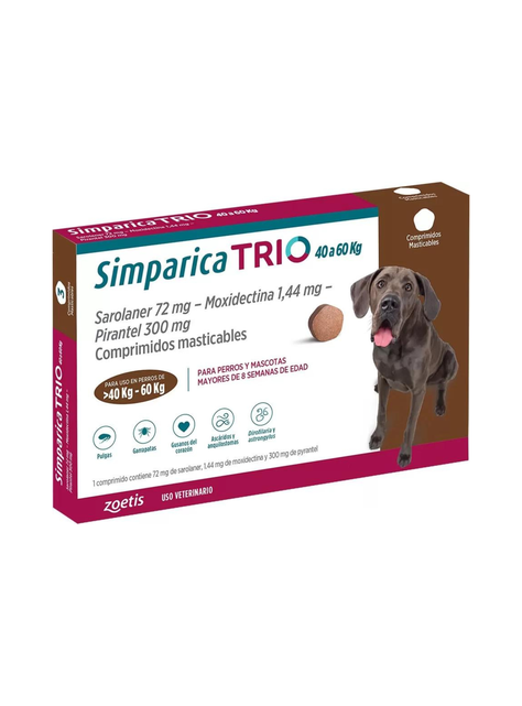 Simparica Trio Antiparasitario Interno y Externo 40 A 60 KG 3 Comprimidos-1