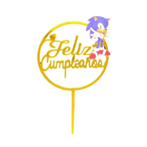 Cake Topper Feliz Cumpleaños Decoración Torta. Motivo: Sonic-0