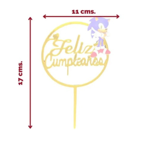 Cake Topper Feliz Cumpleaños Decoración Torta. Motivo: Sonic-1