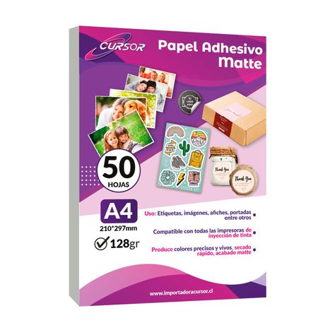 Papel Adhesivo Matte A4/128g /50 Hjs-0