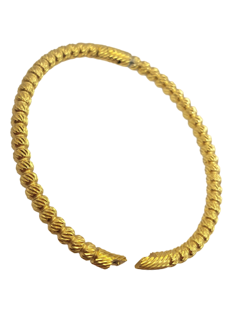 Brazalete Rígido Esferas de Oro Diamantadas con Cierre Click Oro Laminada 18k-0