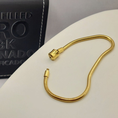 Brazalete de Tejido Serpiente con Broche Barril de Oro Laminado 18k-5
