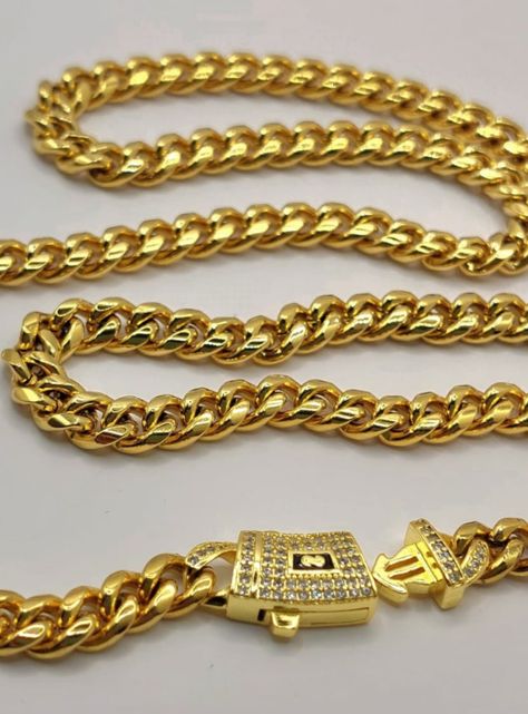 Cadena Mónaco de Oro 18K Laminado Tejido Cubana-3