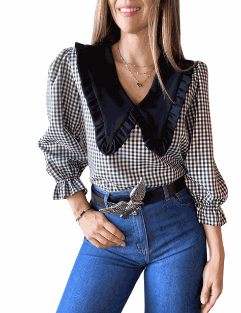 Blusa cuello bobo mujer-0
