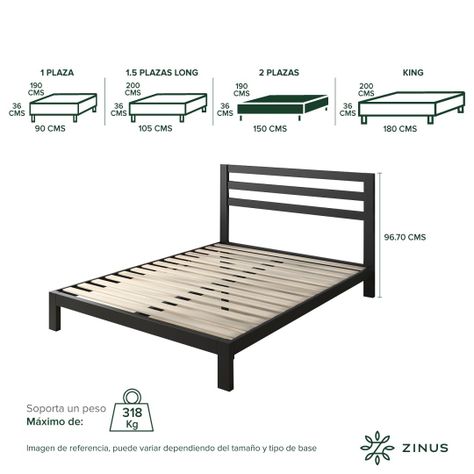 Base de cama con respaldo MIA Zinus 2 plazas 150x190x36cm-2