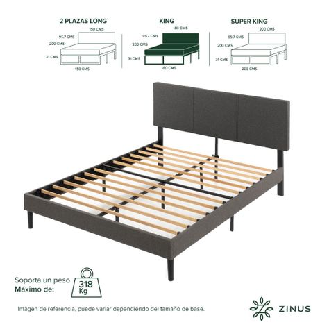 Base de cama CAMBRIL con respaldo Zinus King 180x200x30cm-2