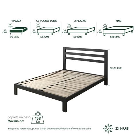 Base de cama con respaldo MIA Zinus 1 plaza 90x190x36cm-2