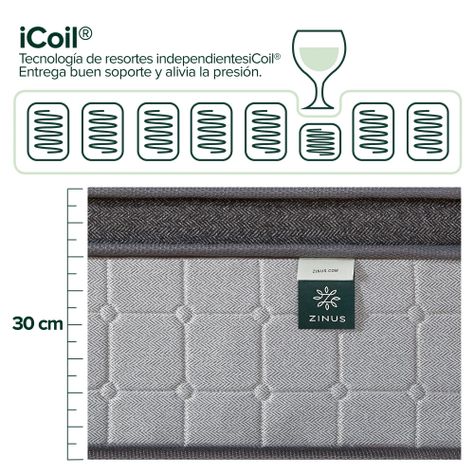 Colchón King Euro Top Híbrido Resortes Pocket Zinus 180x200x30cm-1