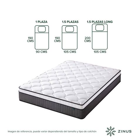 Colchón Zinus 2 Plazas Long 150x200x30cm Espuma y Resortes-2