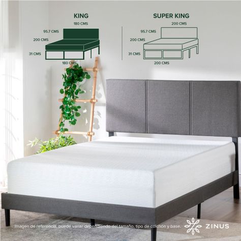 Cama Cambril Zinus Colchon Espuma Green Tea King-3