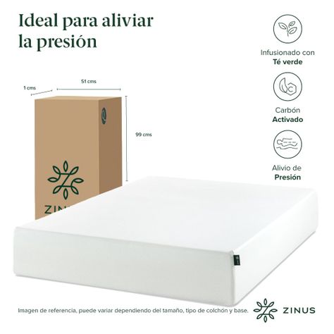 Cama Cambril Zinus Colchon Espuma Green Tea King-4