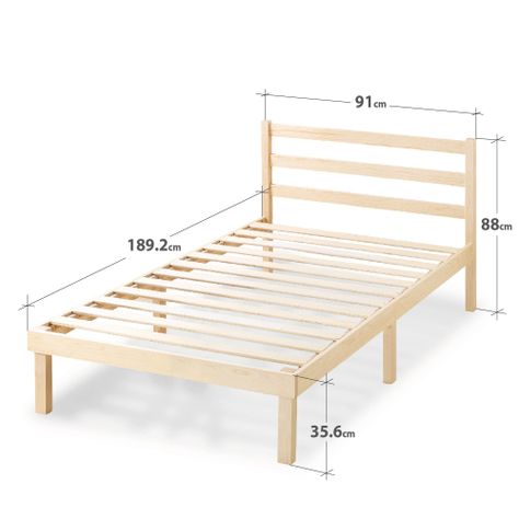 Base de cama Europea con respaldo Zinus 1 plaza 90x190x36cm-1