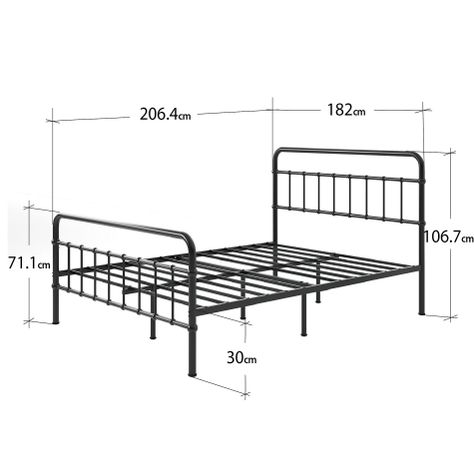 Base de cama de metal negra FLORENCE Zinus King 180x200x36cm-2