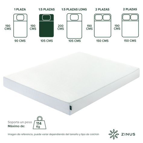 Colchón Zinus 1.5 Plazas 105x190x15cm Espuma y Fresco-1