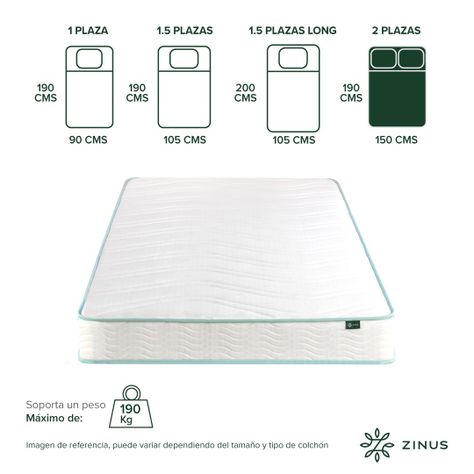 Colchón Zinus Caja 2 Plazas 150x190x15cm de Resortes Bonell-1