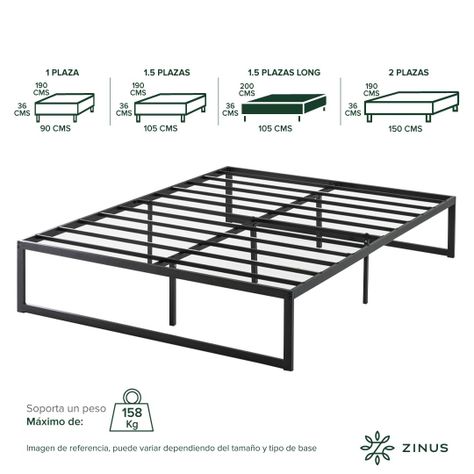 Base de cama ABEL Zinus 1.5 plazas long 105x200x36cm-2