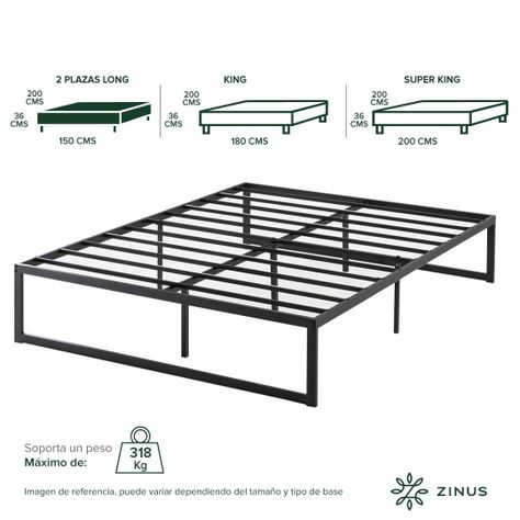 Base de cama ABEL Zinus 2 plazas long 150x200x36cm-3