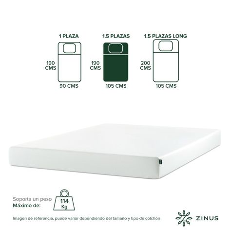 Colchón Zinus 1.5 Plazas  105x190x15cm Espuma Alivia Presión-2