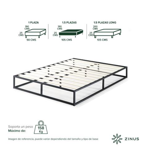 Base de cama JOSEPH Zinus 1.5 plazas  105x190x25cm-2