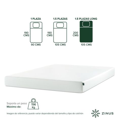 Colchón Zinus 1.5 Plazas Long  105x200x15cm Espuma Alivia Pr-2