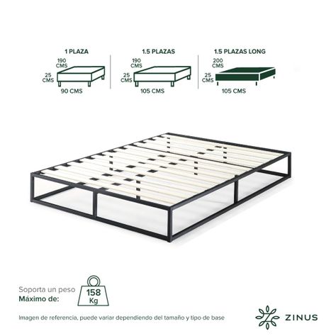 Base de cama JOSEPH Zinus 1.5 plazas Long 105x200x25cm-2
