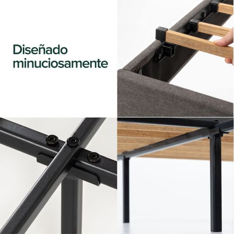 Base cama Europea respaldo Zinus 1.5 plazas long105x200x30cm-4