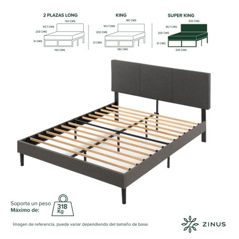 Base de cama CAMBRIL con respaldo Zinus Super King 200x200x30cm-2