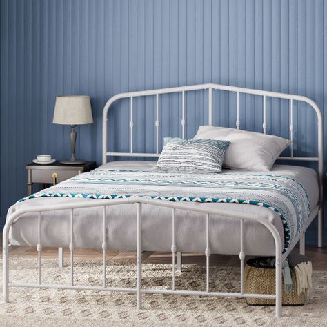 Base de cama metal blanca HEIDI Zinus 2 plazas 150x190x30cm-1