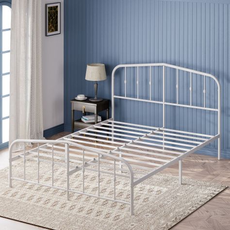 Base de cama metal blanca HEIDI Zinus 2 plazas 150x190x30cm-6