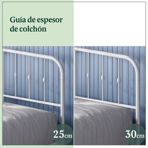 Base de cama metal blanca HEIDI Zinus 2 plazas 150x190x30cm-3