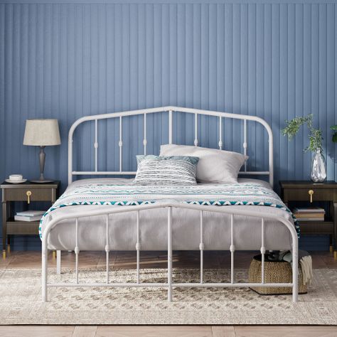 Base de cama metal blanca HEIDI Zinus 2 plazas 150x190x30cm-7