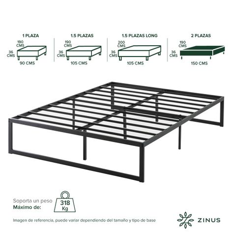 Base de cama ABEL Zinus 2 plazas 150x190x36cm-2