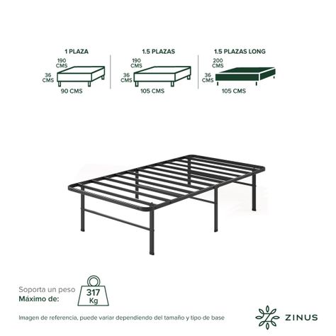 Base de Cama  Zinus  1.5 Plazas Long 105x200x30cm Rumi-2
