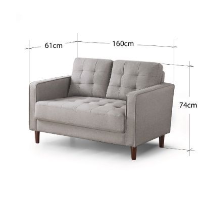 Sofá Zinus Benton Mid-Century  Gris Piedra  135cm-1