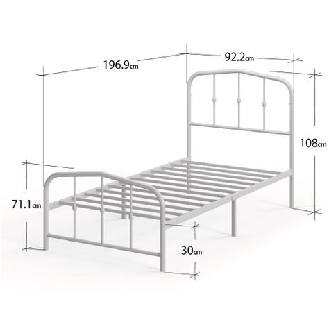 Base de cama de metal blanca HEIDI Zinus 1 plaza 90x190x30cm-2