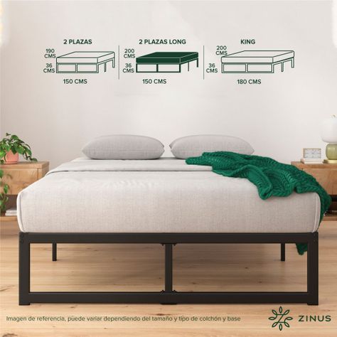 Cama Abel Zinus Colchón Espuma 2 Plazas Long 25cms-3