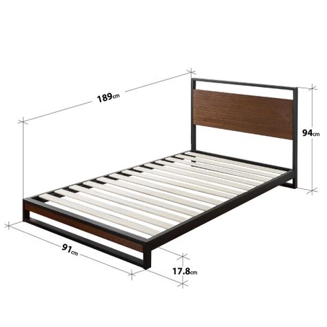 Base de cama SUZANNE con respaldo Zinus 1 plaza 90x190x18cm-1