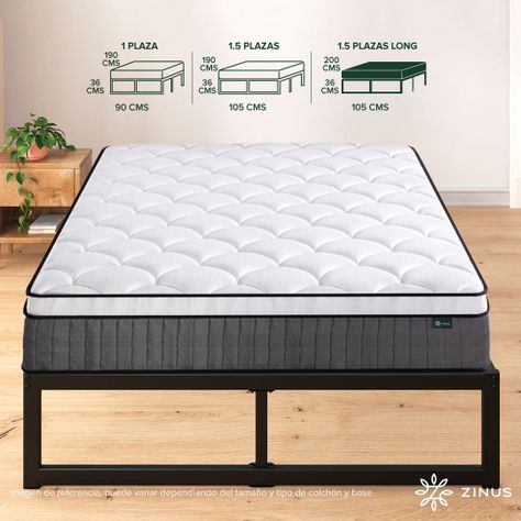 Cama Abel Zinus Resortes Pocket 1.5 Plazas Long 25cms-1