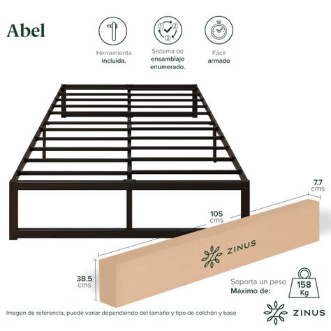 Cama Abel Zinus Resortes Pocket 1.5 Plazas Long 25cms-4
