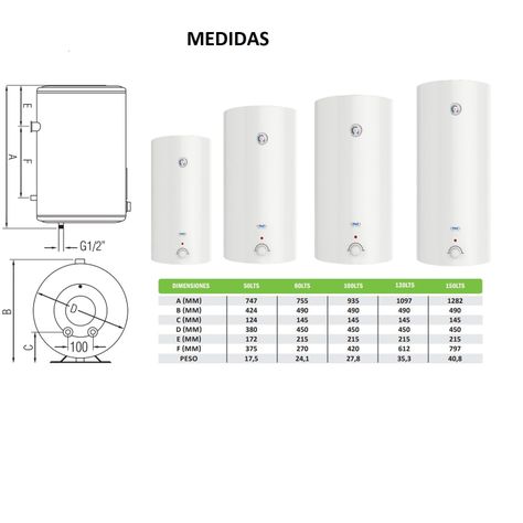 Termo Eléctrico Anwo de 150 Litros VAN150LTS-1
