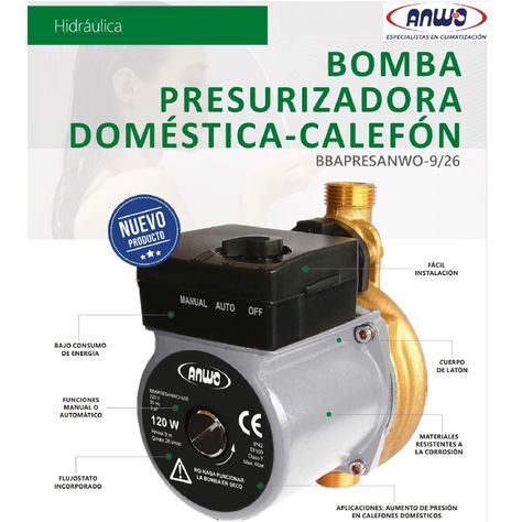 Bomba Presurizadora Anwo para calefones BBAPRESANWO-9/26-2