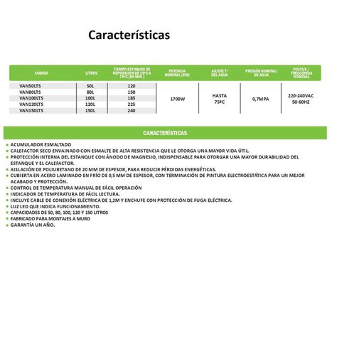 Termo Eléctrico Anwo 100 Litros VAN100LTS-2