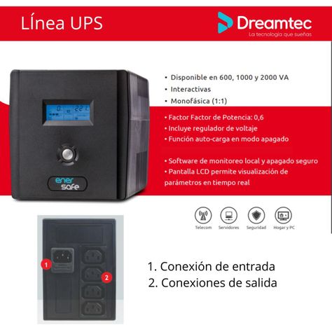 UPS Enersafe ESIT 600Va/360Watts / USB, RJ11-2