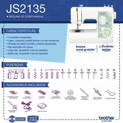 Máquina de Coser Mecánica JS2135 De 14 Puntadas-2