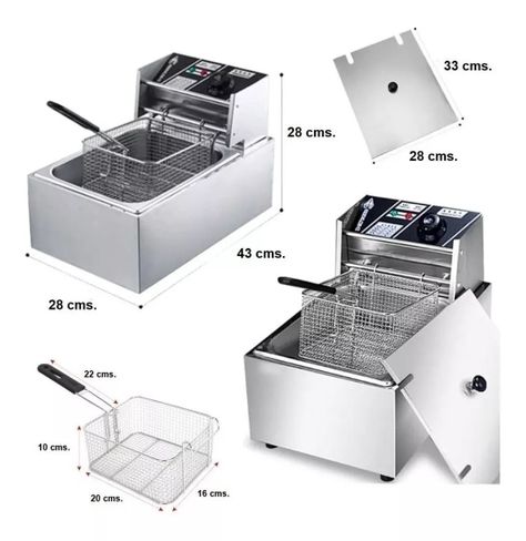 Freidora industrial Hoffmans HM-88-1 6L acero inoxidable 220V-240V-4