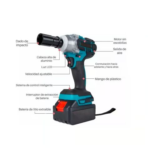 Llave Impacto Inalambrico 2 Bateria 1 Cargador 800nm-0