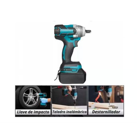 Llave Impacto Inalambrico 2 Bateria 1 Cargador 800nm-3